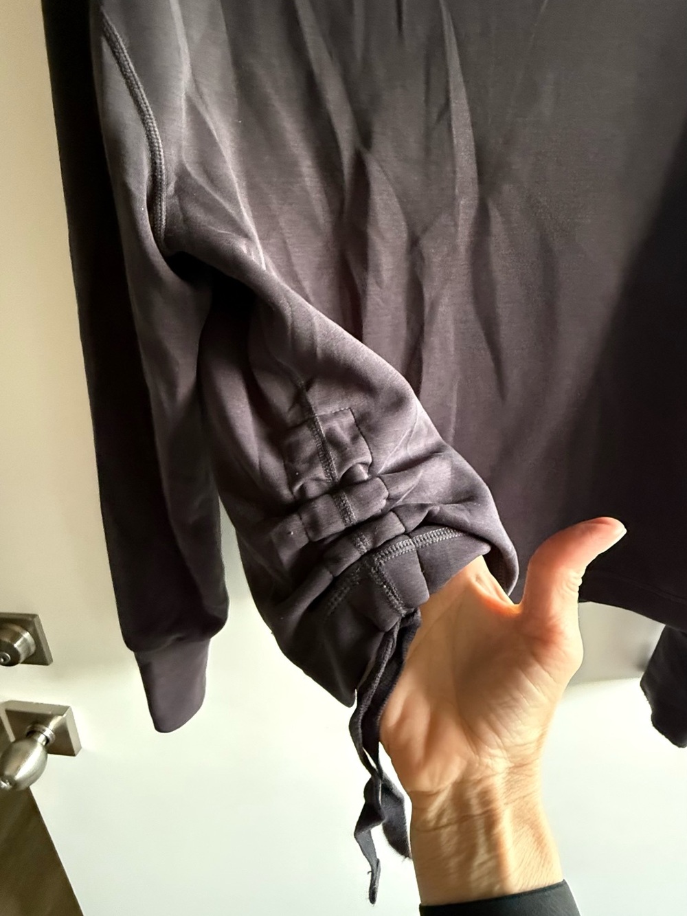 Bailey 44 Black Long-Sleeve Pullover with Cinch Sleeve Detail